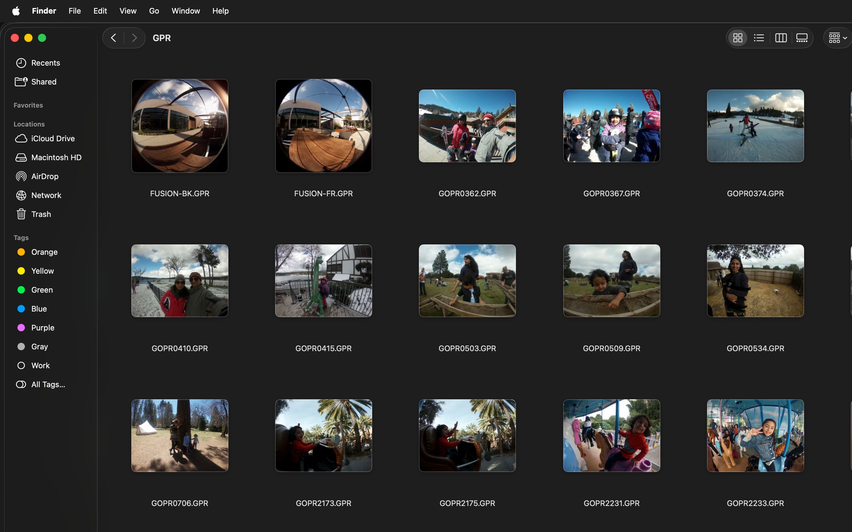 Finder window showing GPR files with real thumbnails
